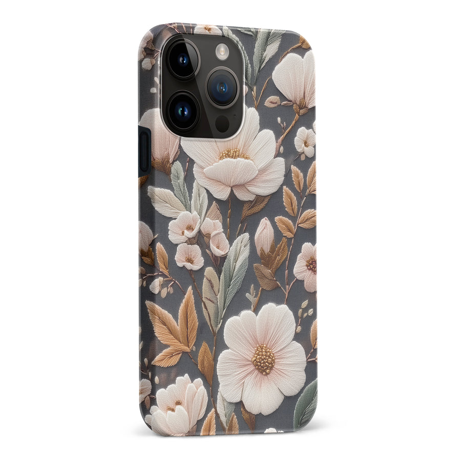 Floral Serenity Embroidery Style Floral Phone Case