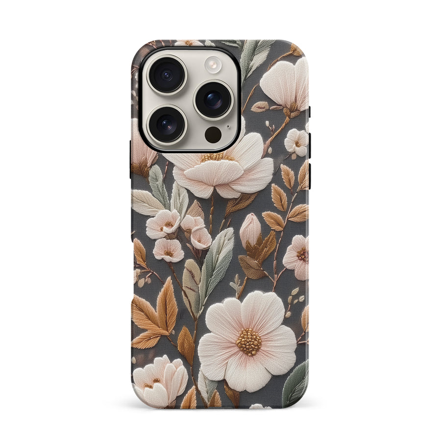 Floral Serenity Embroidery Style Floral Phone Case