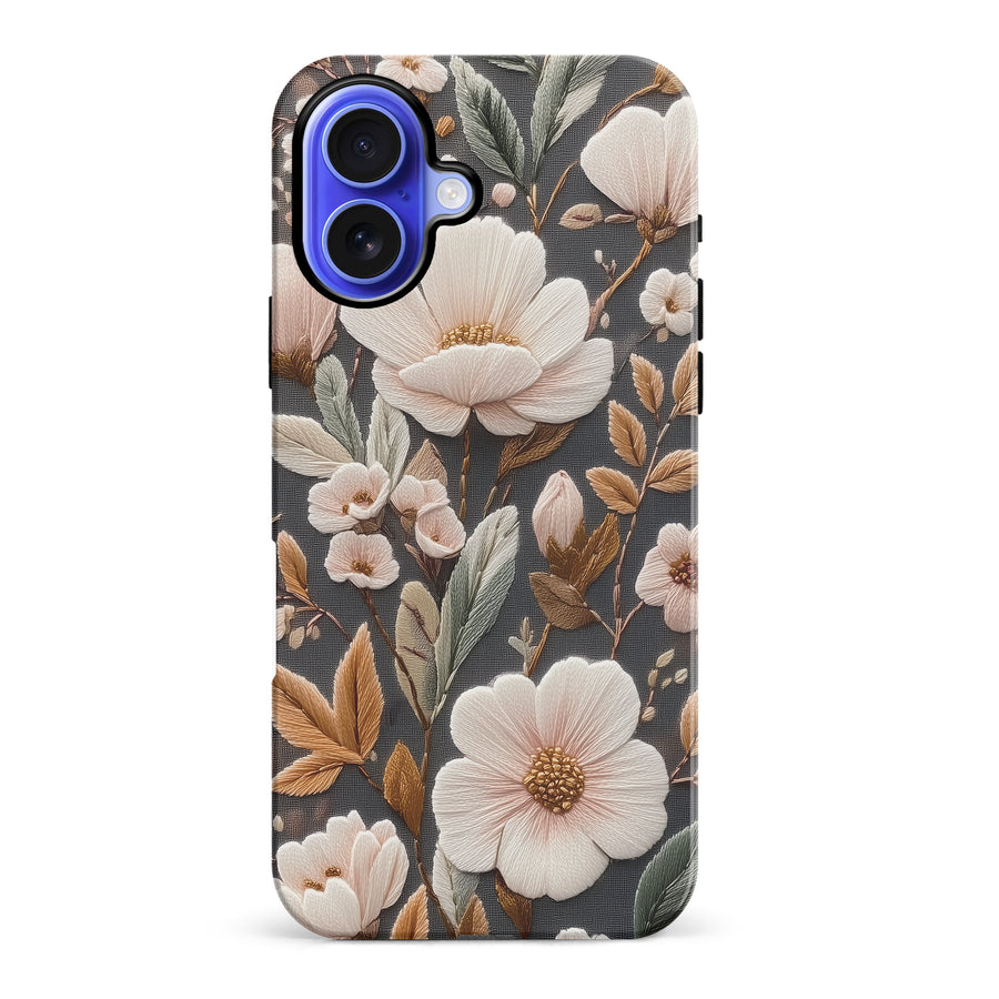 iPhone 16 Plus Floral Serenity Embroidery Style Floral Phone Case