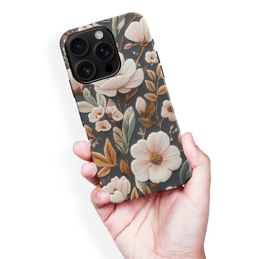 Floral Serenity Embroidery Style Floral Phone Case