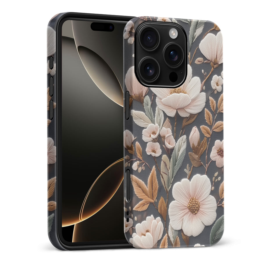 Floral Serenity Embroidery Style Floral Phone Case