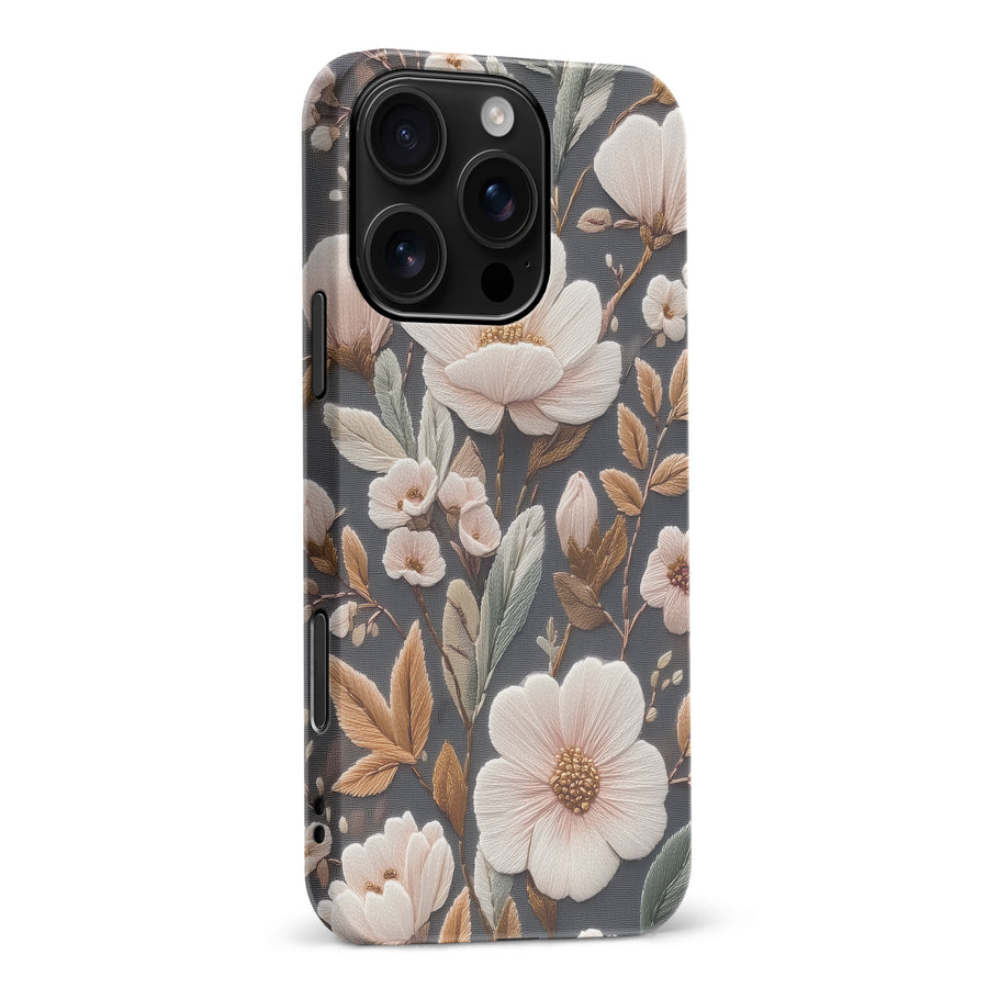 iPhone 16 Pro Max Floral Serenity Embroidery Style Floral Phone Case