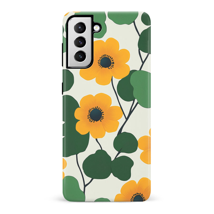 Samsung Galaxy S21 Golden Bloom Floral Phone Case