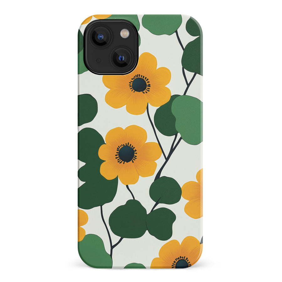 iPhone 14 Golden Bloom Floral Phone Case