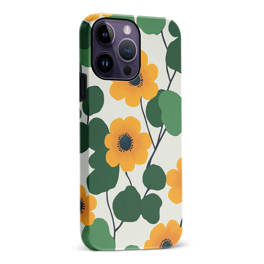 iPhone 14 Pro Max Golden Bloom Floral Phone Case