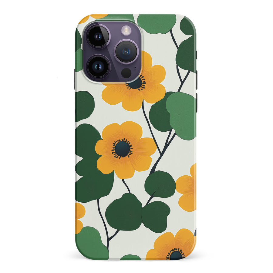 iPhone 15 Pro Golden Bloom Floral Phone Case