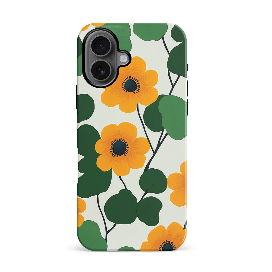 iPhone 16 Golden Bloom Floral Phone Case