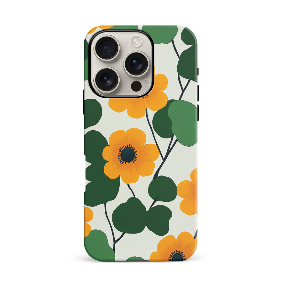 iPhone 16 Pro Golden Bloom Floral Phone Case