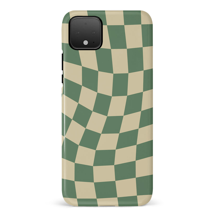 Vintage Checkered Abstract Pattern Phone Case - Green