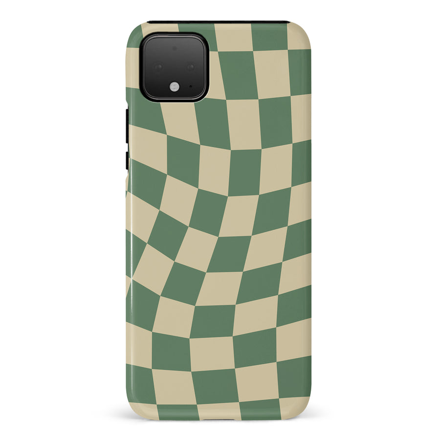 Vintage Checkered Abstract Pattern Phone Case - Green