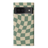 Google Pixel 6A Vintage Checkered Abstract Pattern Phone Case - Green