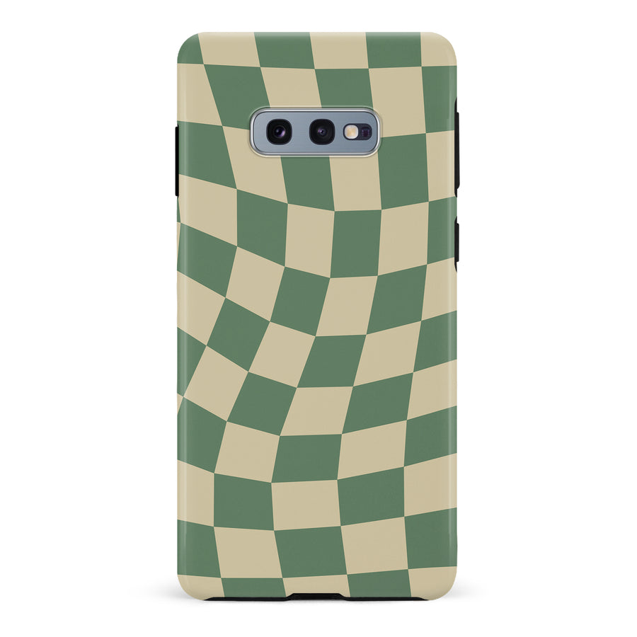 Samsung Galaxy S10 Plus Vintage Checkered Abstract Pattern Phone Case - Green