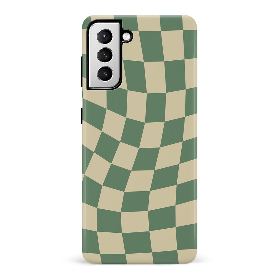 Vintage Checkered Abstract Pattern Phone Case - Green