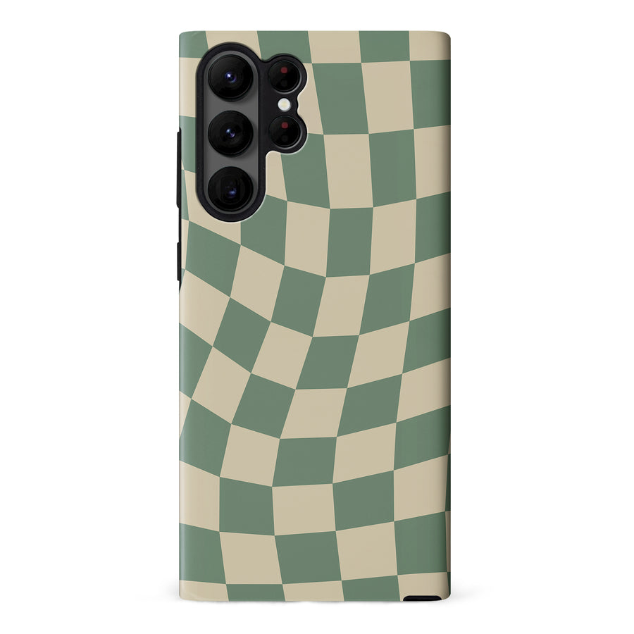 Samsung Galaxy S23 FE Vintage Checkered Abstract Pattern Phone Case - Green