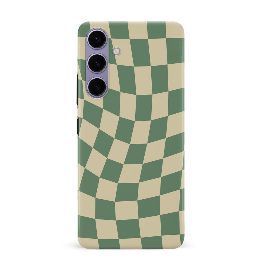 Samsung Galaxy S24 Ultra Vintage Checkered Abstract Pattern Phone Case - Green