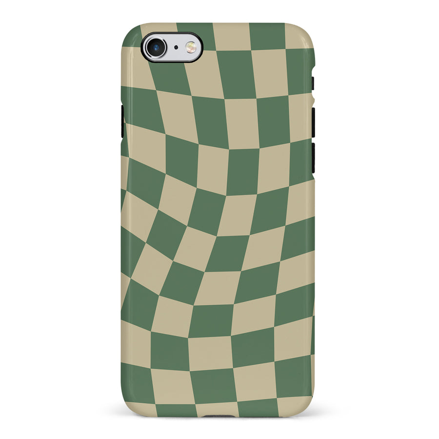 iPhone 6S Plus Vintage Checkered Abstract Pattern Phone Case - Green