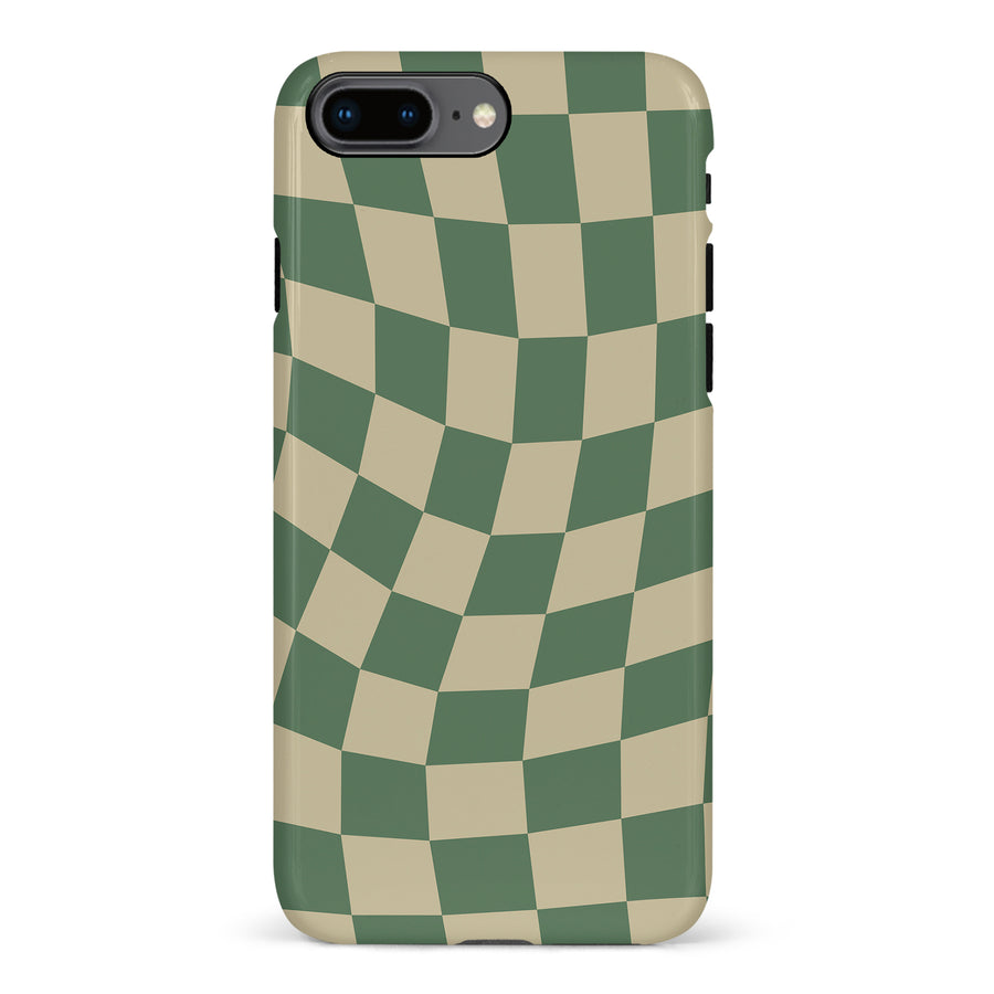 iPhone X/XS Vintage Checkered Abstract Pattern Phone Case - Green