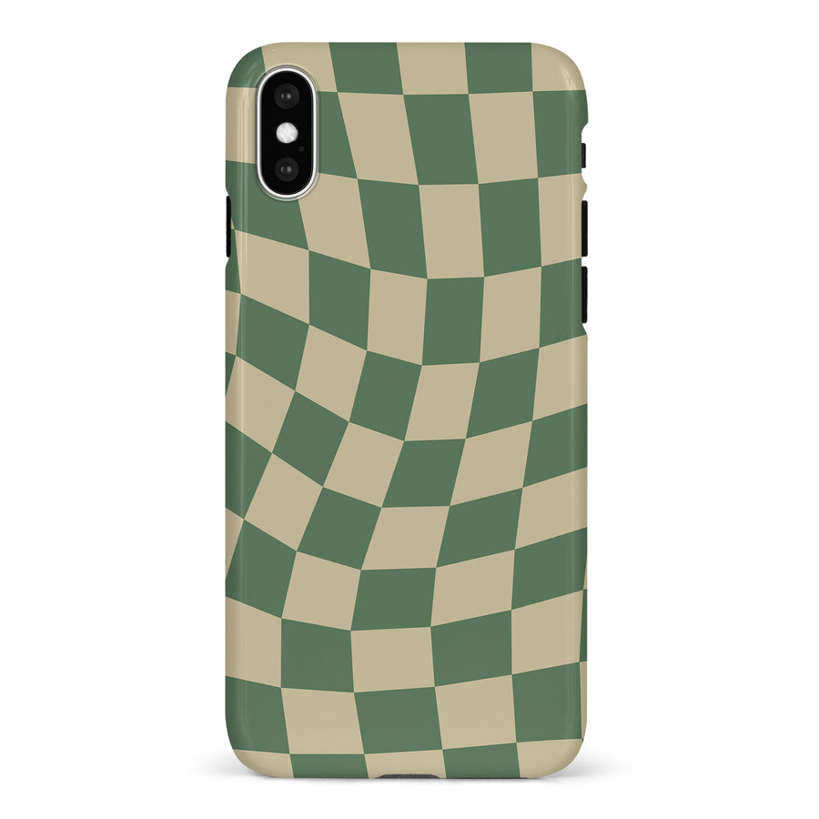 iPhone XR Vintage Checkered Abstract Pattern Phone Case - Green