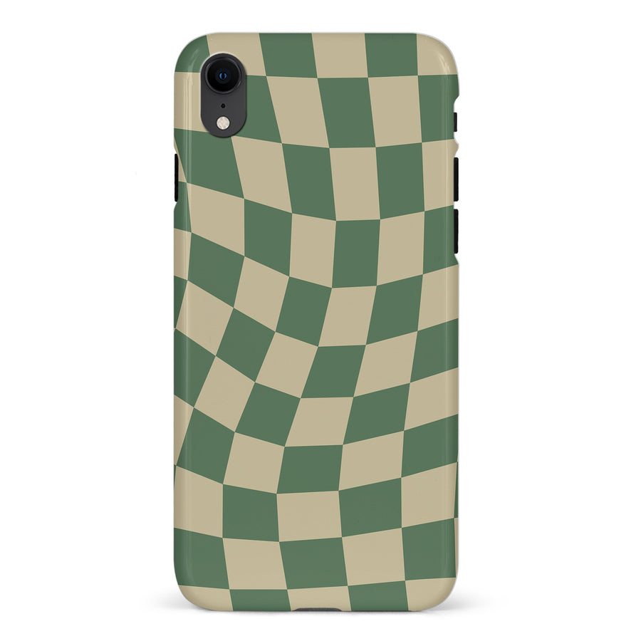 iPhone XS Max Vintage Checkered Abstract Pattern Phone Case - Green