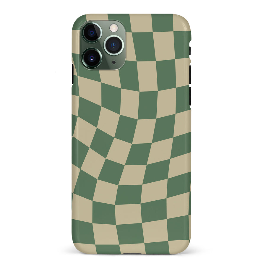 iPhone 11 Pro Max Vintage Checkered Abstract Pattern Phone Case - Green