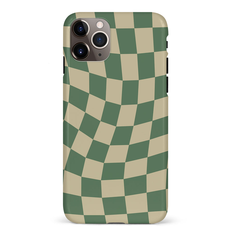 iPhone 12 Vintage Checkered Abstract Pattern Phone Case - Green