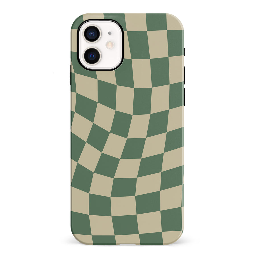 Vintage Checkered Abstract Pattern Phone Case - Green