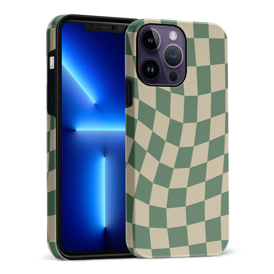 Vintage Checkered Abstract Pattern Phone Case - Green