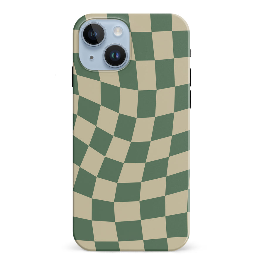 Vintage Checkered Abstract Pattern Phone Case - Green