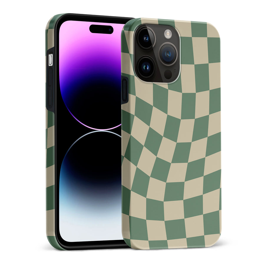 Vintage Checkered Abstract Pattern Phone Case - Green