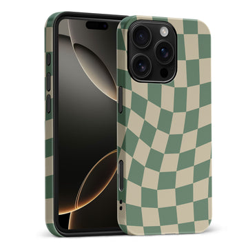 Vintage Checkered Abstract Pattern Phone Case - Green