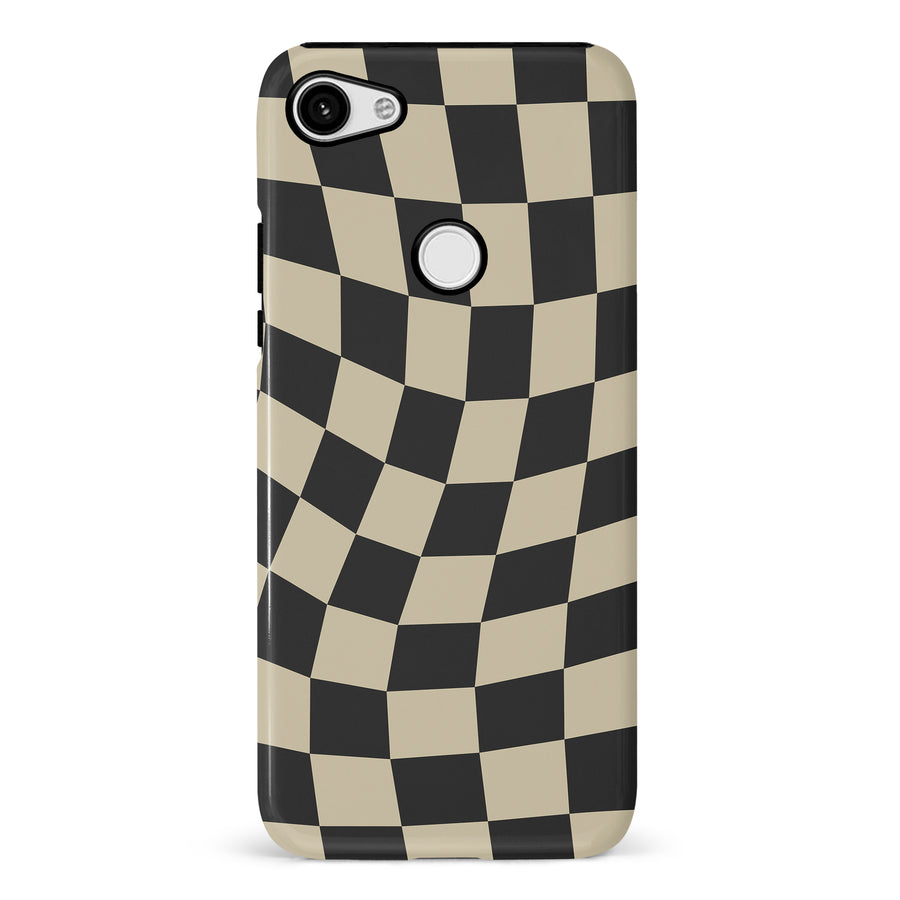 Vintage Checkered Abstract Pattern Phone Case - Black