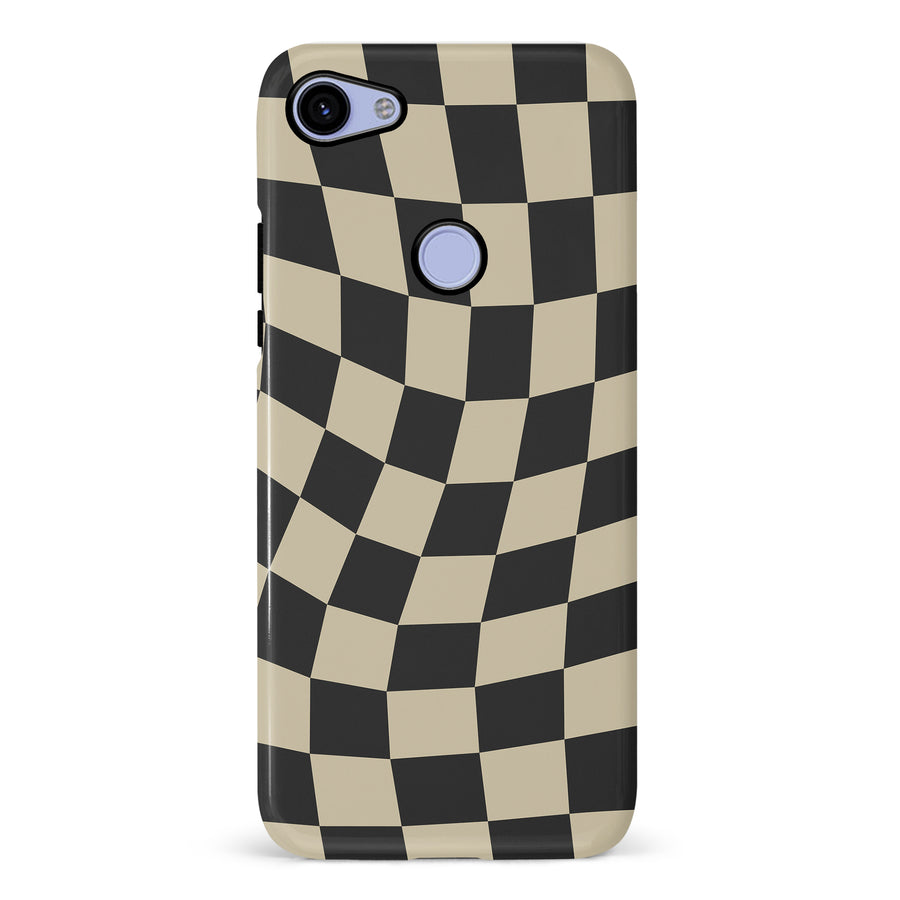 Vintage Checkered Abstract Pattern Phone Case - Black