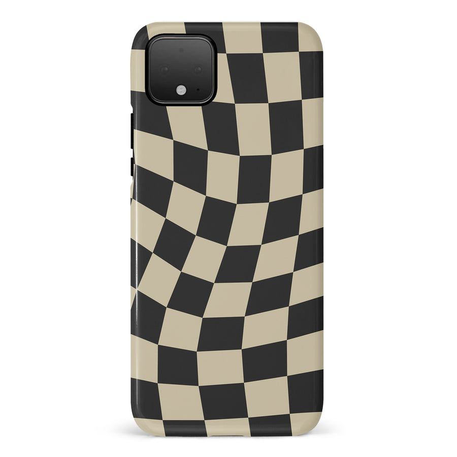 Vintage Checkered Abstract Pattern Phone Case - Black