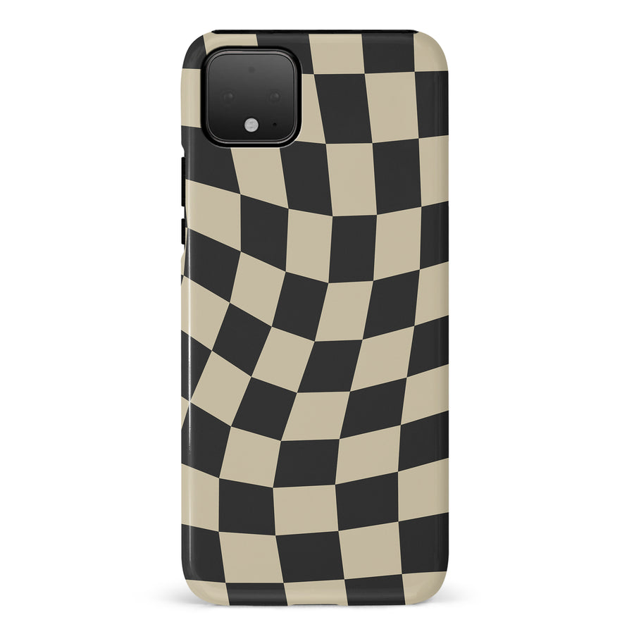 Google Pixel 4 XL Vintage Checkered Abstract Pattern Phone Case - Black