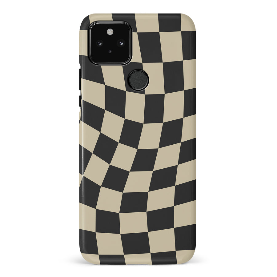 Vintage Checkered Abstract Pattern Phone Case - Black