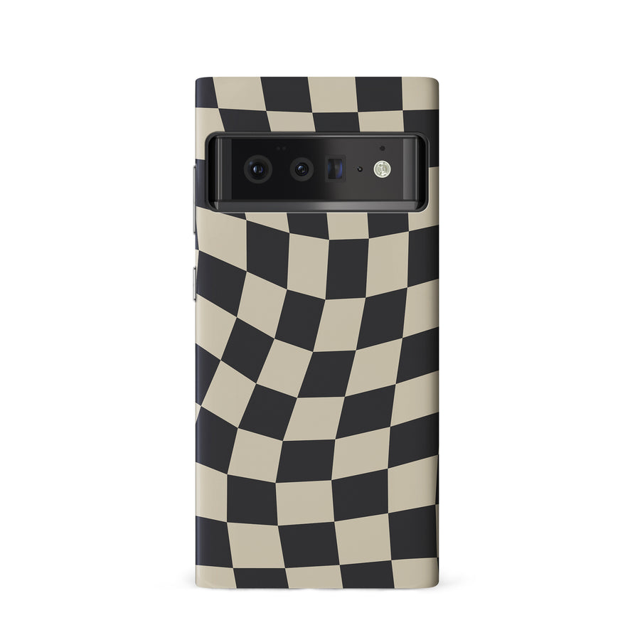 Vintage Checkered Abstract Pattern Phone Case - Black