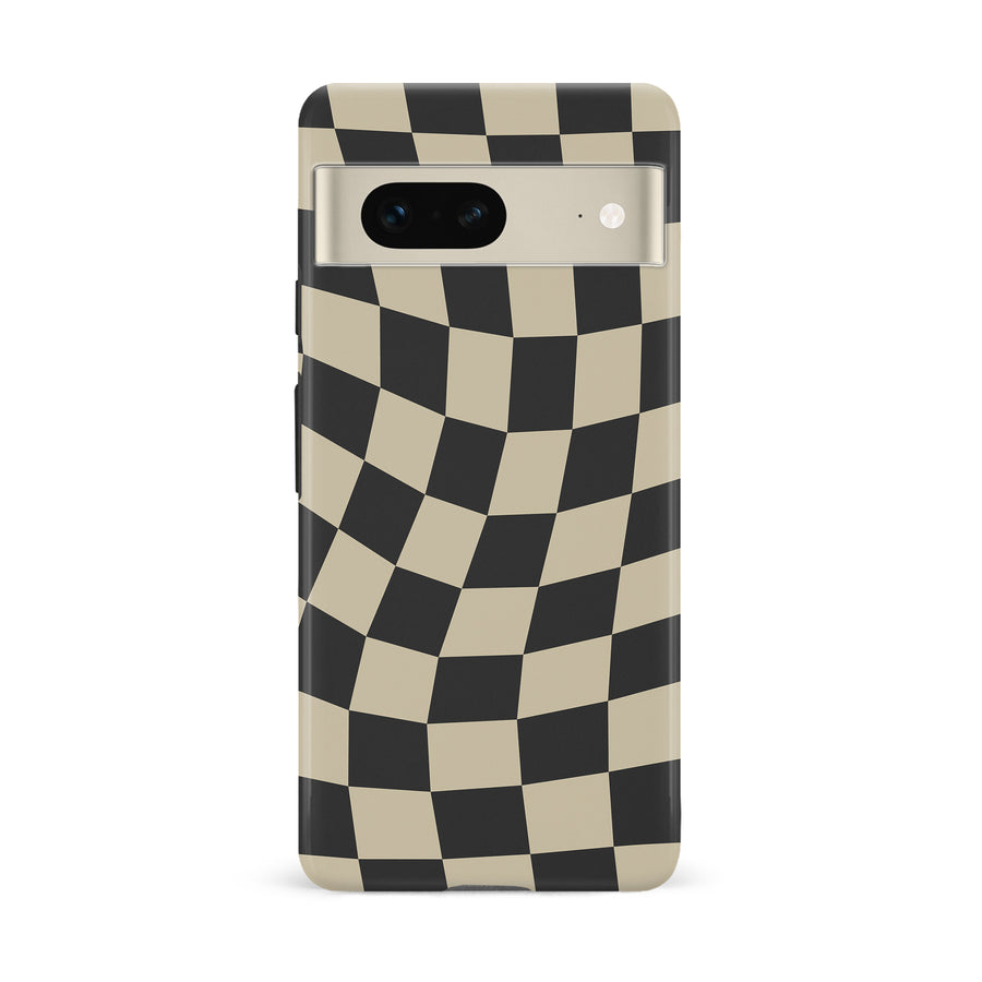 Vintage Checkered Abstract Pattern Phone Case - Black