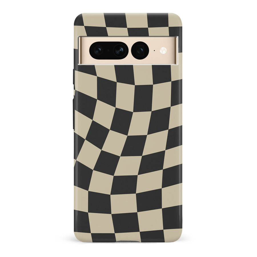 Vintage Checkered Abstract Pattern Phone Case - Black