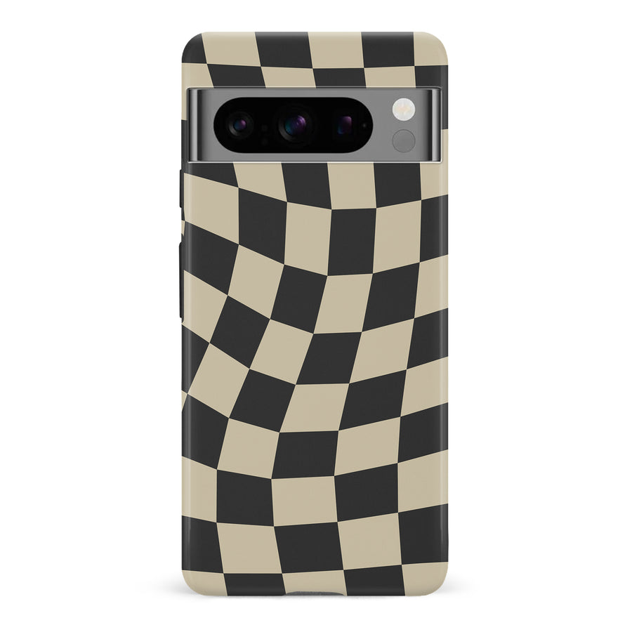 Google Pixel 8 Pro Vintage Checkered Abstract Pattern Phone Case - Black