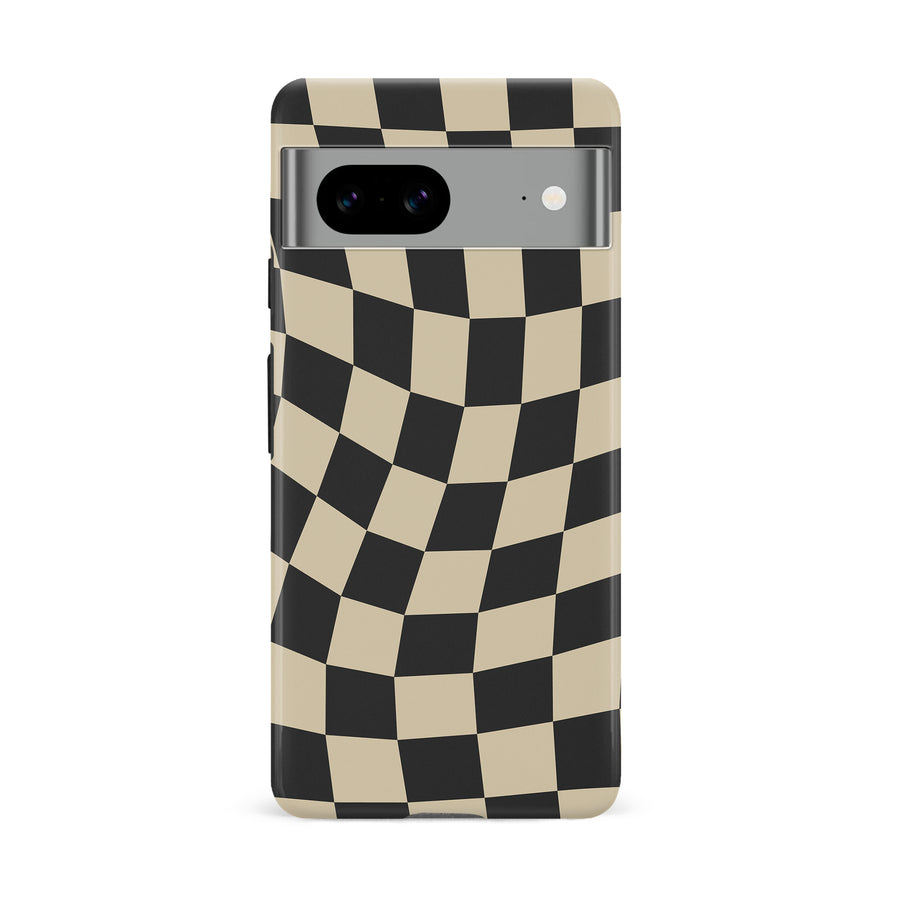 Vintage Checkered Abstract Pattern Phone Case - Black