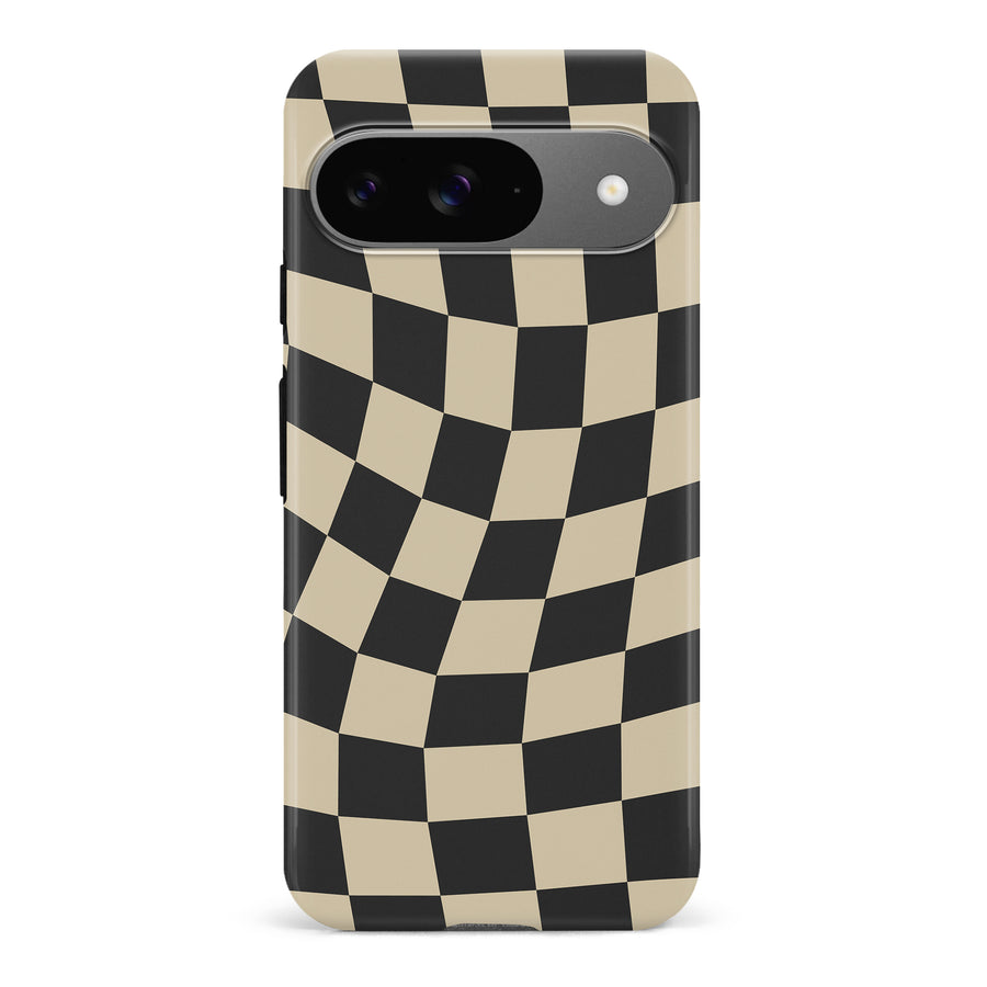 Vintage Checkered Abstract Pattern Phone Case - Black