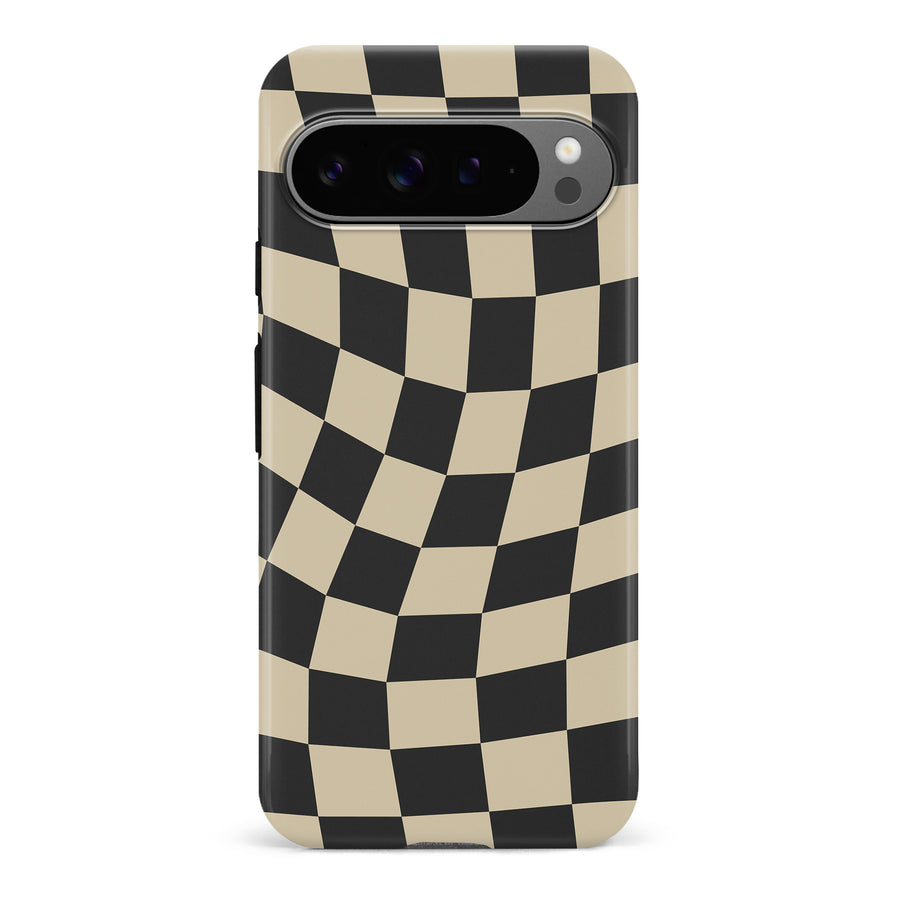 Vintage Checkered Abstract Pattern Phone Case - Black