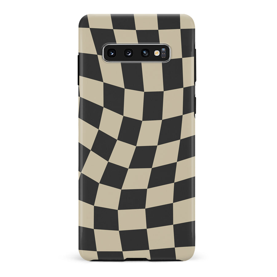 Samsung Galaxy S10 Vintage Checkered Abstract Pattern Phone Case - Black