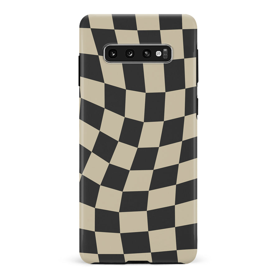 Samsung Galaxy S10 Plus Vintage Checkered Abstract Pattern Phone Case - Black