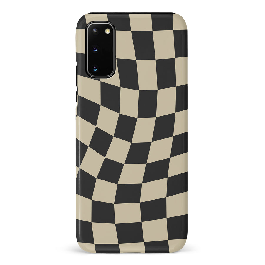 Samsung Galaxy S20 Vintage Checkered Abstract Pattern Phone Case - Black