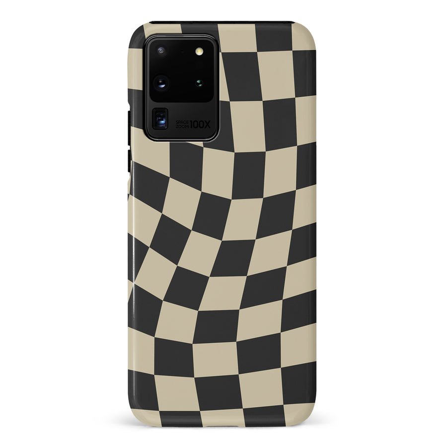 Samsung Galaxy S20 Ultra Vintage Checkered Abstract Pattern Phone Case - Black