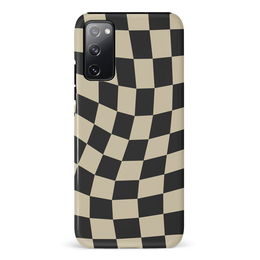 Samsung Galaxy S20 FE Vintage Checkered Abstract Pattern Phone Case - Black