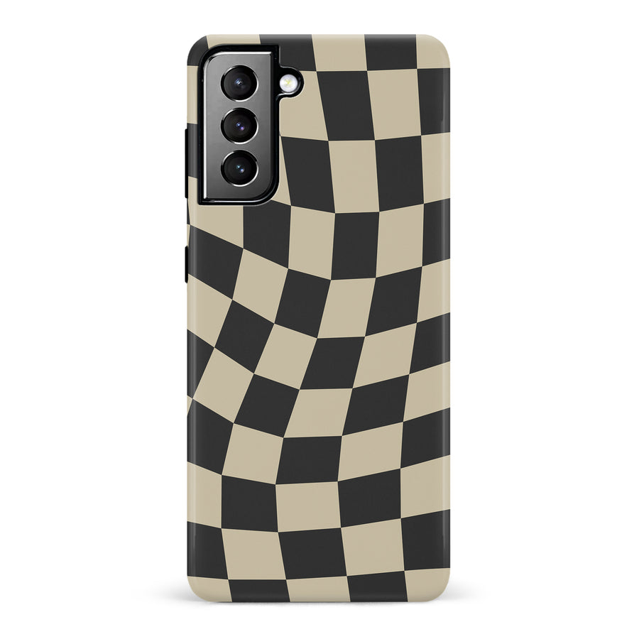 Vintage Checkered Abstract Pattern Phone Case - Black