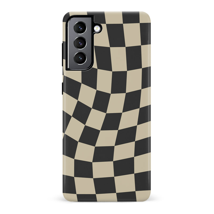 Vintage Checkered Abstract Pattern Phone Case - Black