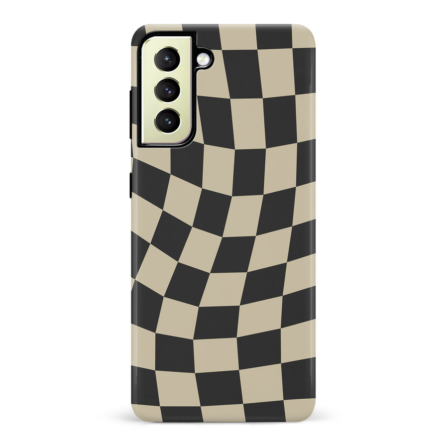 Samsung Galaxy S22 Plus Vintage Checkered Abstract Pattern Phone Case - Black